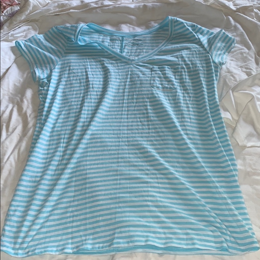 Motherhood Blue and White Maternity Shirt Large